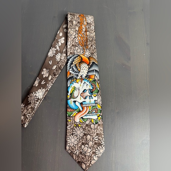 Ed Hardy by Christian Audigier Men’s Silk Neck Tie - Picture 2 of 6